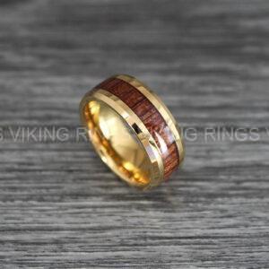 IMG_0361 Wood Ring, Wood Wedding Band, Wood Wedding Ring, Yellow Gold Wedding Band