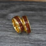 Wood Rings, Wood Wedding Bands, Wood Wedding Rings, Yellow Gold Wedding Bands