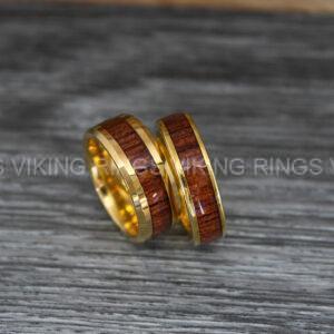 IMG_0393 Wood Rings, Wood Wedding Bands, Wood Wedding Rings, Yellow Gold Wedding Bands