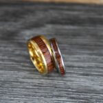 Wood Rings, Wood Wedding Bands, Wood Wedding Rings, Yellow Gold Wedding Bands