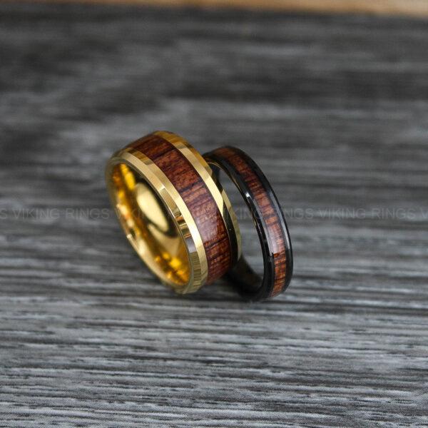 IMG_0395 Wood Rings, Wood Wedding Bands, Wood Wedding Rings, Yellow Gold Wedding Bands