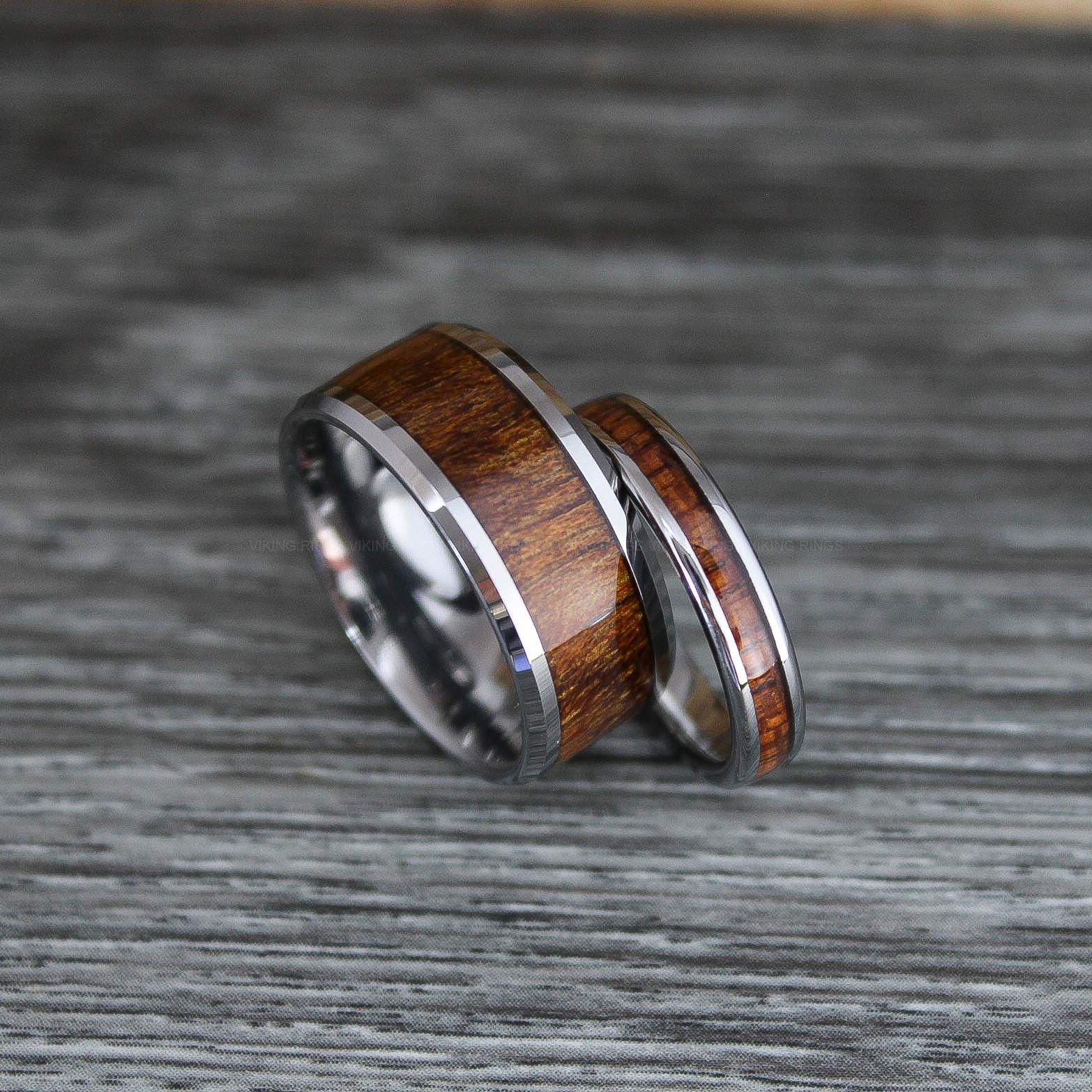 IMG_0399 Wood Rings, Wood Wedding Bands, Wood Wedding Rings, Silver Wedding Bands - Image 1