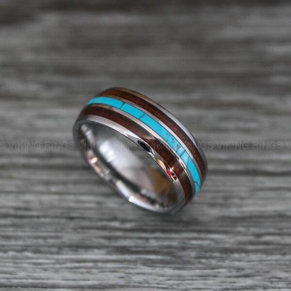 IMG_0489 Wood Ring, Turquoise Ring, Wood Wedding Band, Wood Wedding Ring, Silver Wedding Band