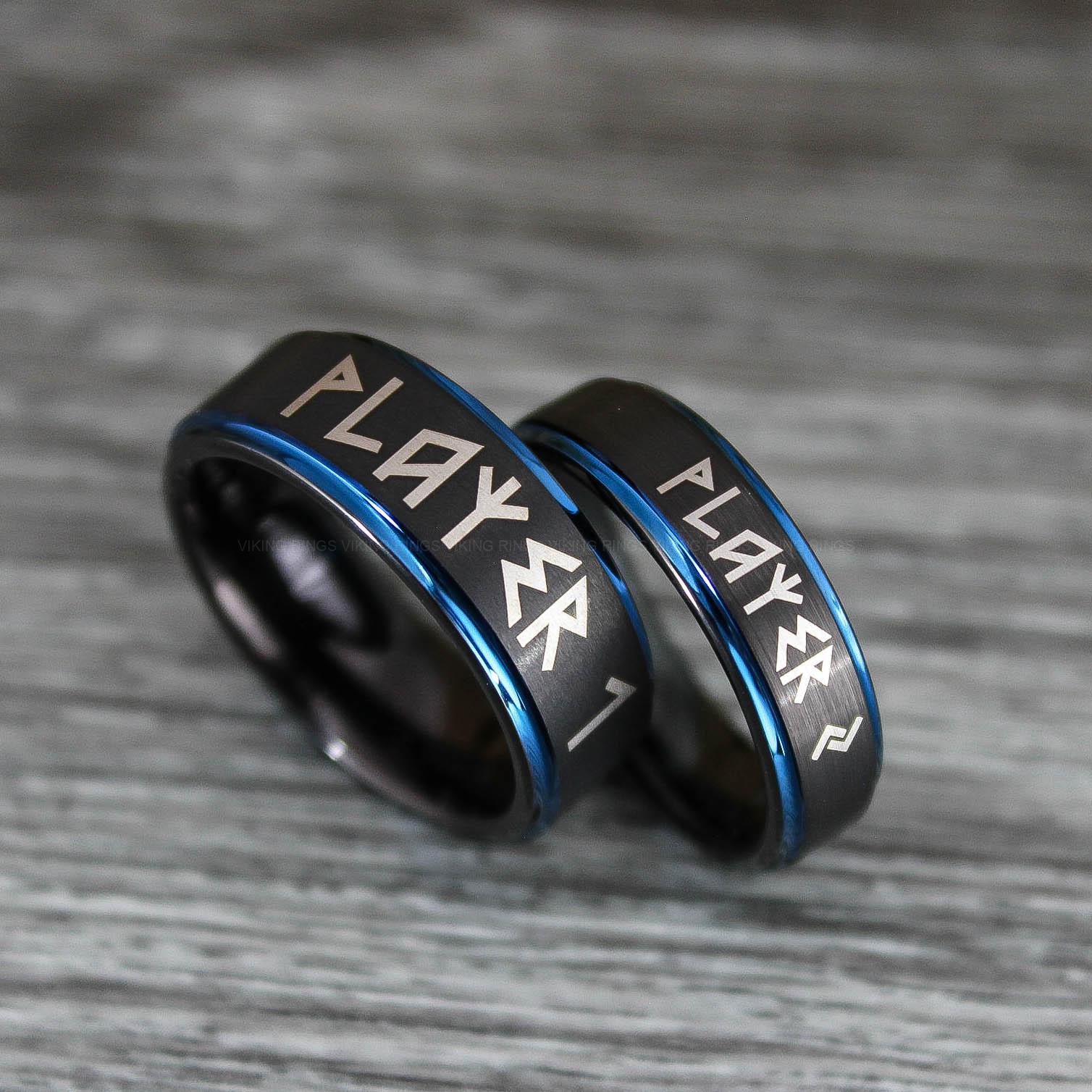 IMG_0498 Player 1 Player 2 Rings, Gamer Rings, Couple Ring Set, Couple Wedding Bands - Image 1
